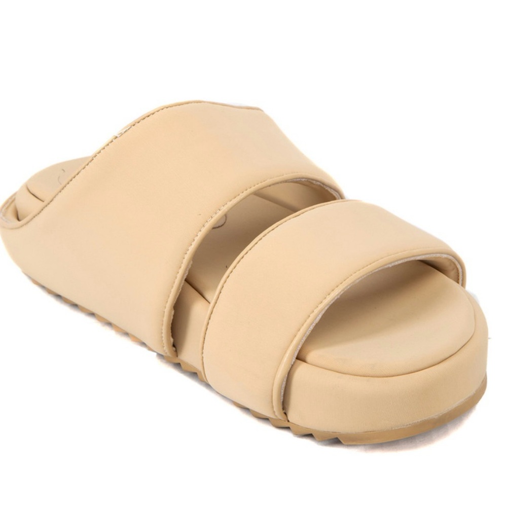 GIA BORGHINI - Beige Padded strap, leather sandals. Size: 8